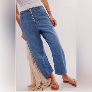 EUC Free People We The Free Osaka Mid Rise Barrel Jeans Pants Calypso